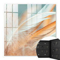 SCHLÜSSELBOX Schwarz 30x30 cm- Türöffnung nach rechts - Pastellfarbene Federn - Beige, Metall (30/30/5cm) - TULUP