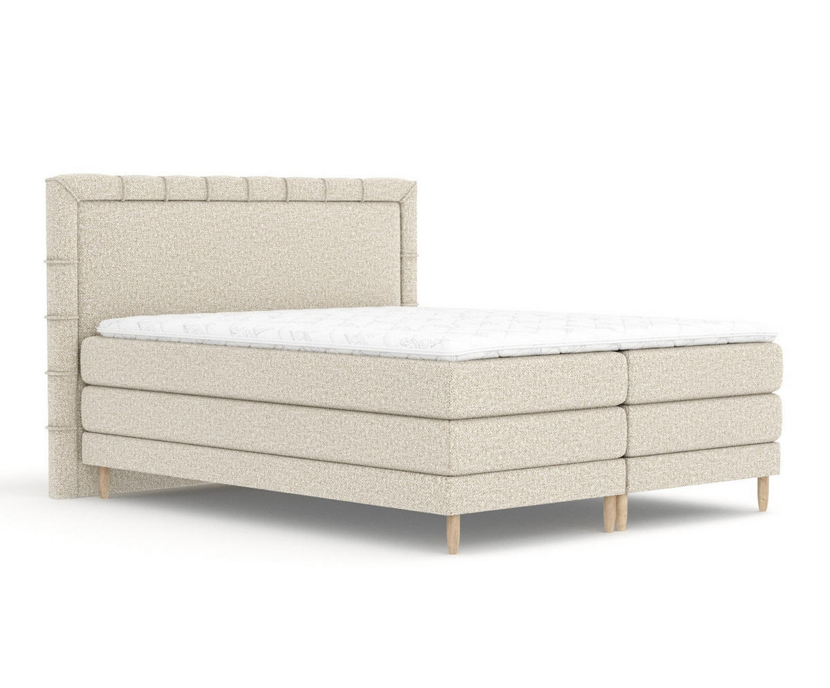 BOXSPRINGBETT Rimini Beige 200/200 cm mit Matratze und Topper - Beige/Naturfarben, Holz/Holzwerkstoff (200/200cm) - Maison de Reve