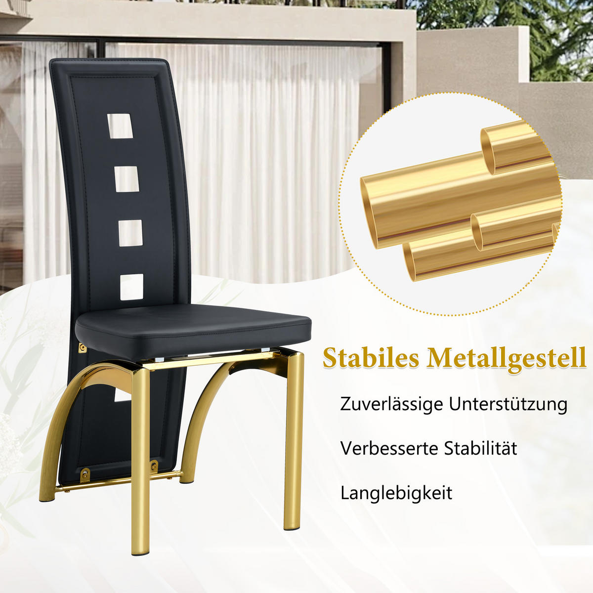 STUHL mit LED modernes Design Mehrfarbig 49x43x102.5 cm Leder 2er-Set - Multicolor, Leder (49/102.5/43cm) - SONNENH