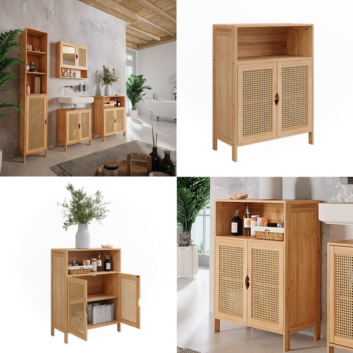 MIDISCHRANK Liora Bambus 60 x 80 cm - Braun, Holzwerkstoff (60/80/29cm) - Vicco