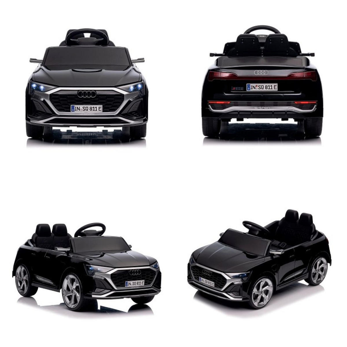 ELEKTROAUTO SUV Audi SQ8 schwarz Fernbedienung Doppelmotorantrieb Gurt - Schwarz, Kunststoff (98/58/43cm) - Chipolino