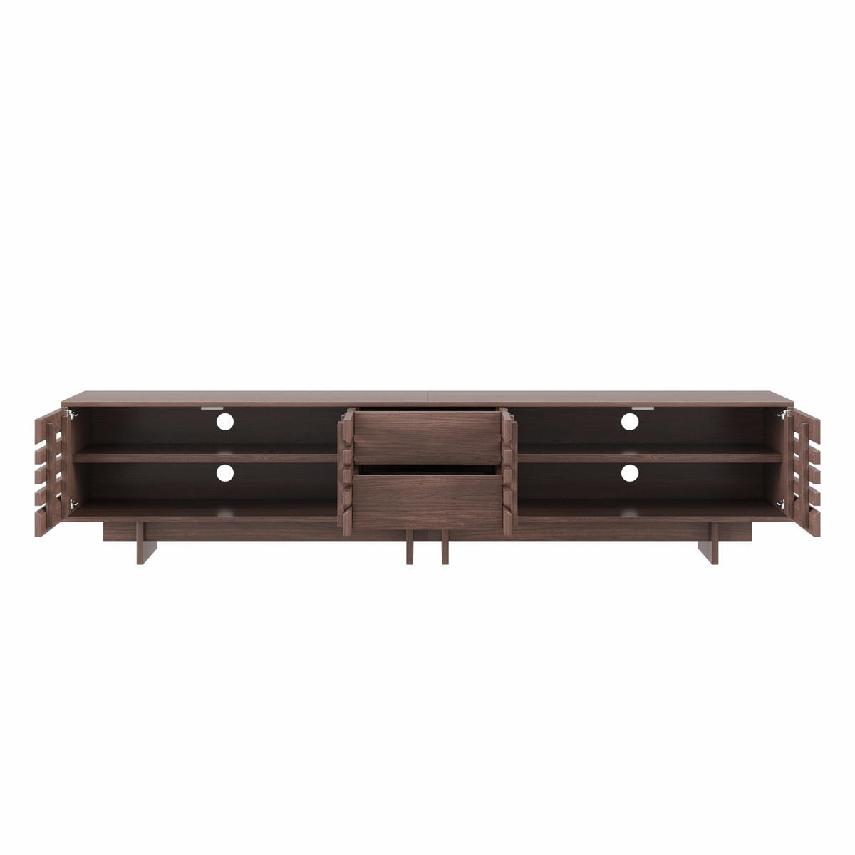 TV-SCHRANK 200/39,5/55 cm Walnuss für 80 Zoll mit 2 Schubladen und 4 Türen - Nussbaumfarben, Holzwerkstoff (200/55/39.5cm) - Oxeza