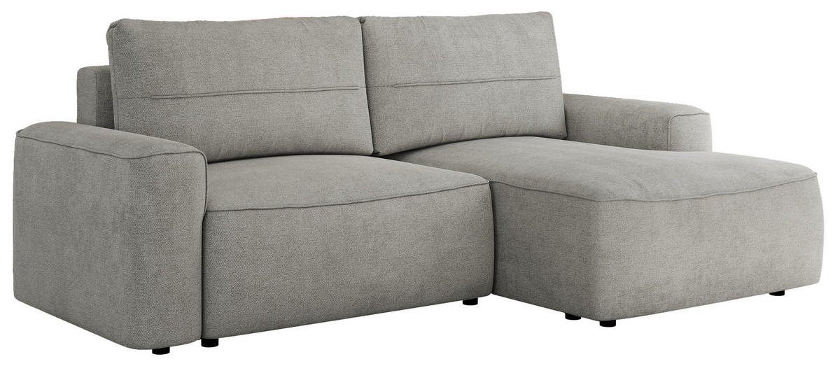 ECKSOFA BELLUNO L Hellgrau Strukture - Rechts - Hellgrau/Schwarz, Textil (233/144cm) - MKS