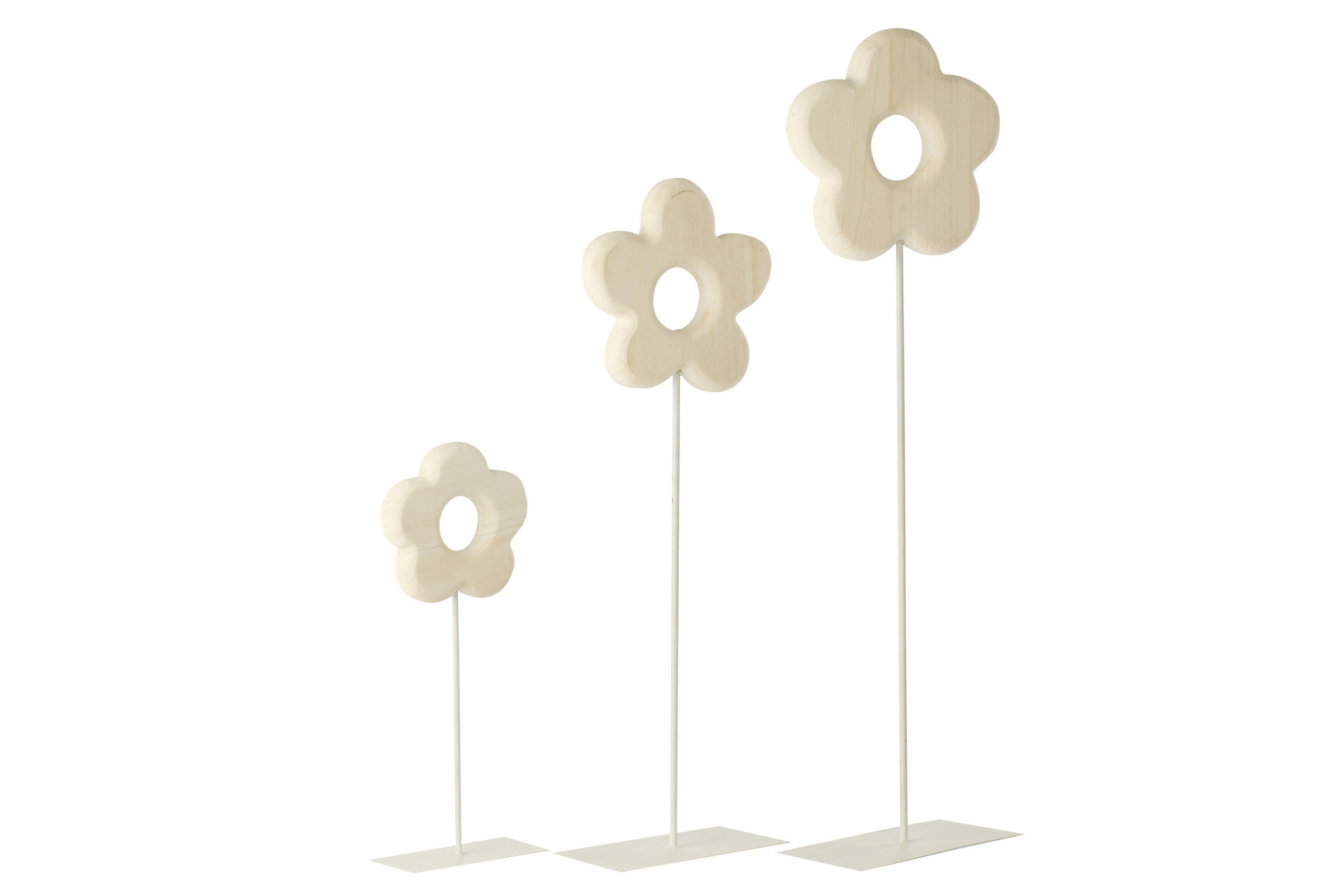 DEKOOBJEKT BLUME AUF FUß - Weiß, Holz (15/80/26cm) - J-Line