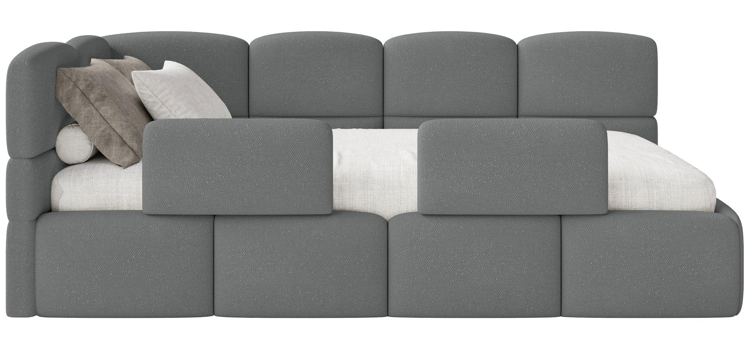 KINDERBETT Cloudy Dunkelgrau 120 cm, Chenille - Dunkelgrau/Schwarz, Kunststoff/Textil (120/200cm) - Selsey