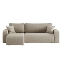 ECKSOFA L-FORM Schlaffunktion Und Bettkasten Eckcouch MILANO L Stoff Dicker Cord Dunkelbeige Links - Cappuccino, Holz/Textil (142/244cm) - Kaiser Möbel