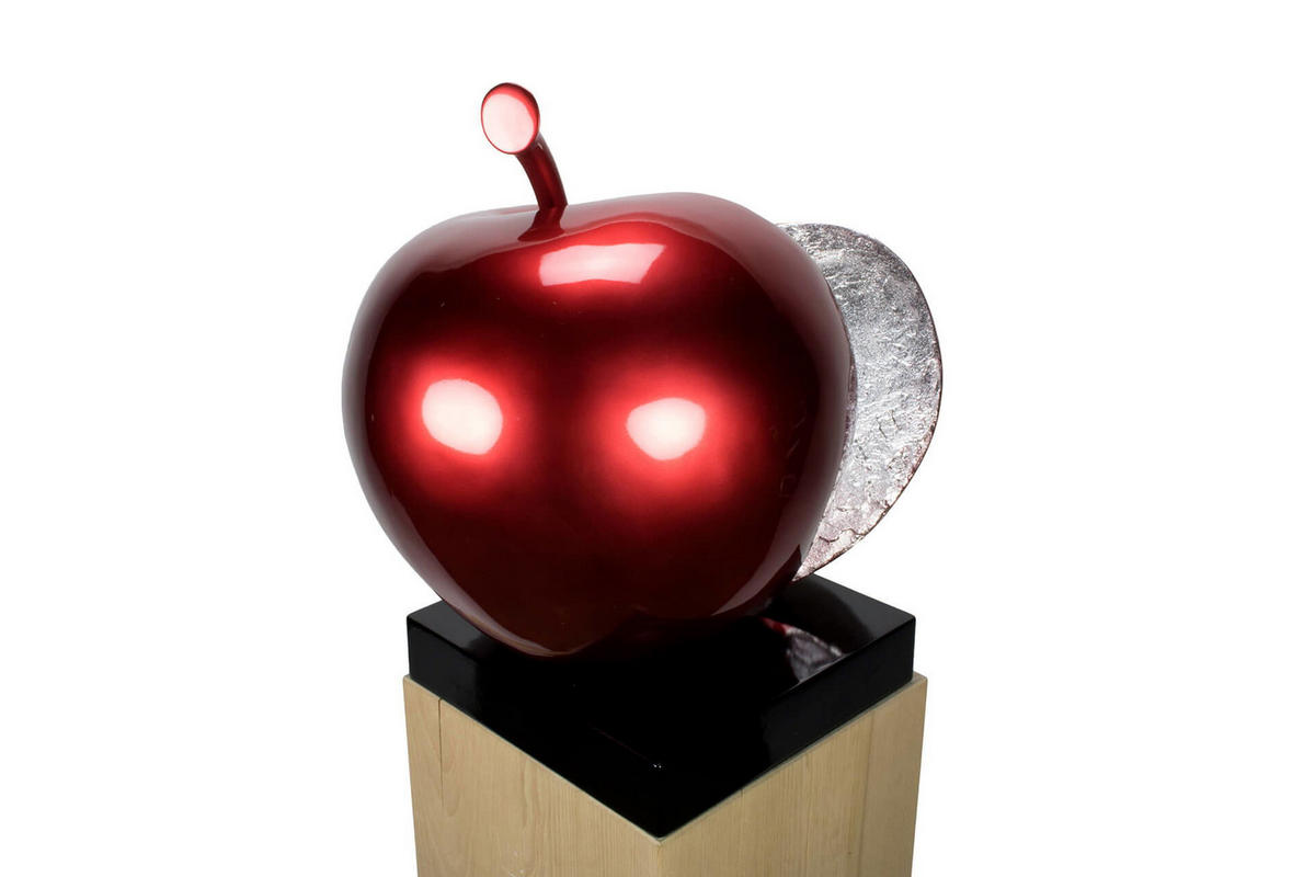 SKULPTUR Rot 51/54 cm - Rot/Silberfarben, Stein (11.2/54/40cm) - KUNSTLOFT