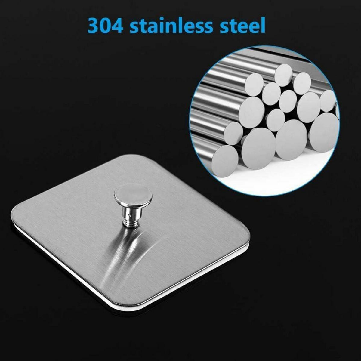 HANDTUCHHAKEN 4-teiliges Set Edelstahl Klebehaken ohne Bohren - Silberfarben, Metall (6/1/6cm)