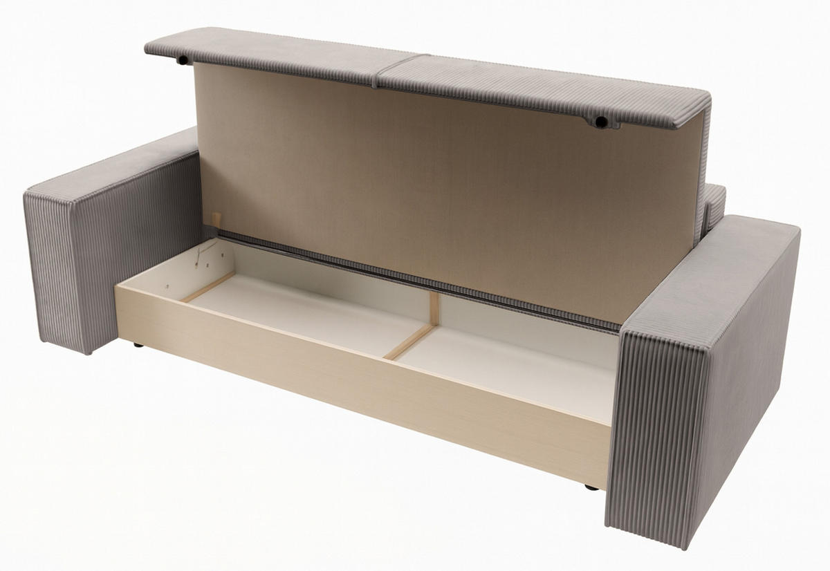 SCHLAFSOFA Farese Cremeweiß Cordbezug - Creme/Schwarz, Kunststoff/Textil (257/85/102cm) - Selsey