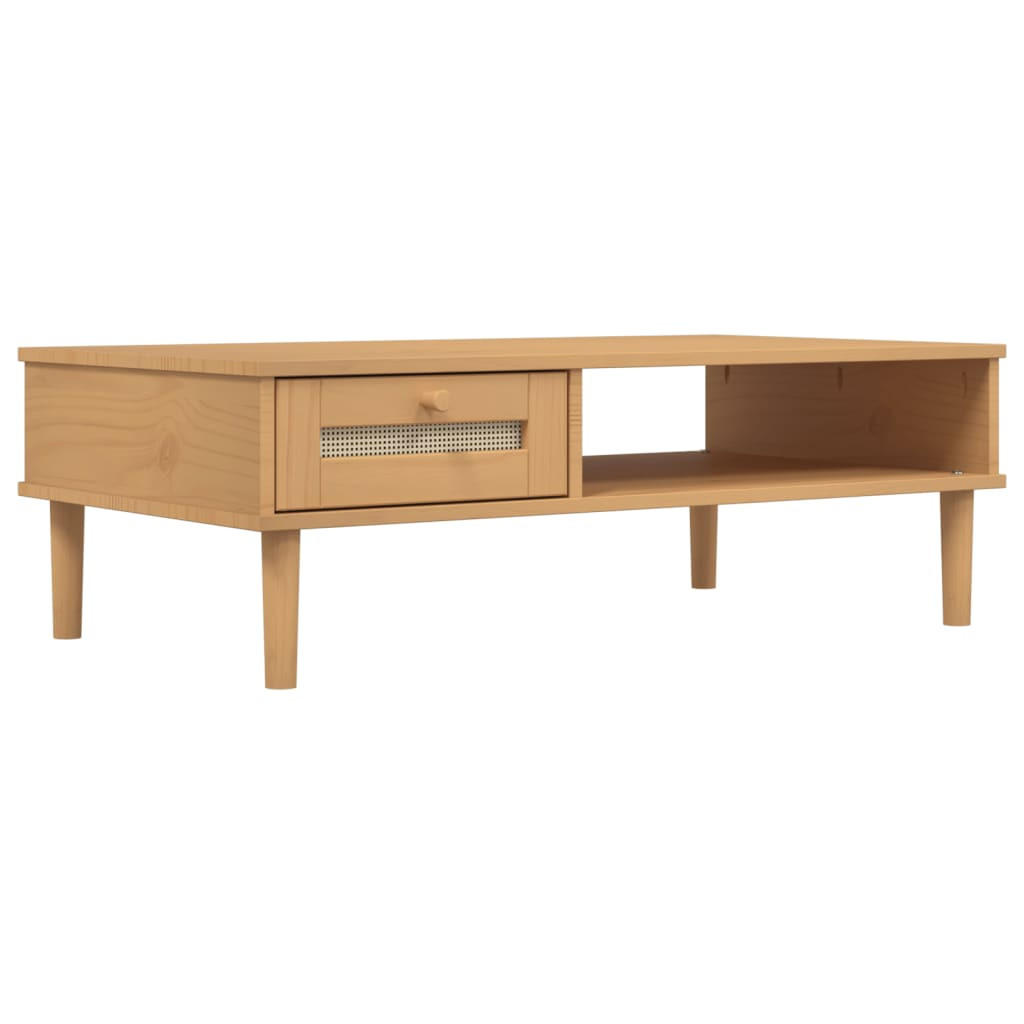 COUCHTISCH SENJA Rattan-Optik Braun 100x55x33 cm Kiefernholz - Braun, Holz (100/1/33cm) - furnicato