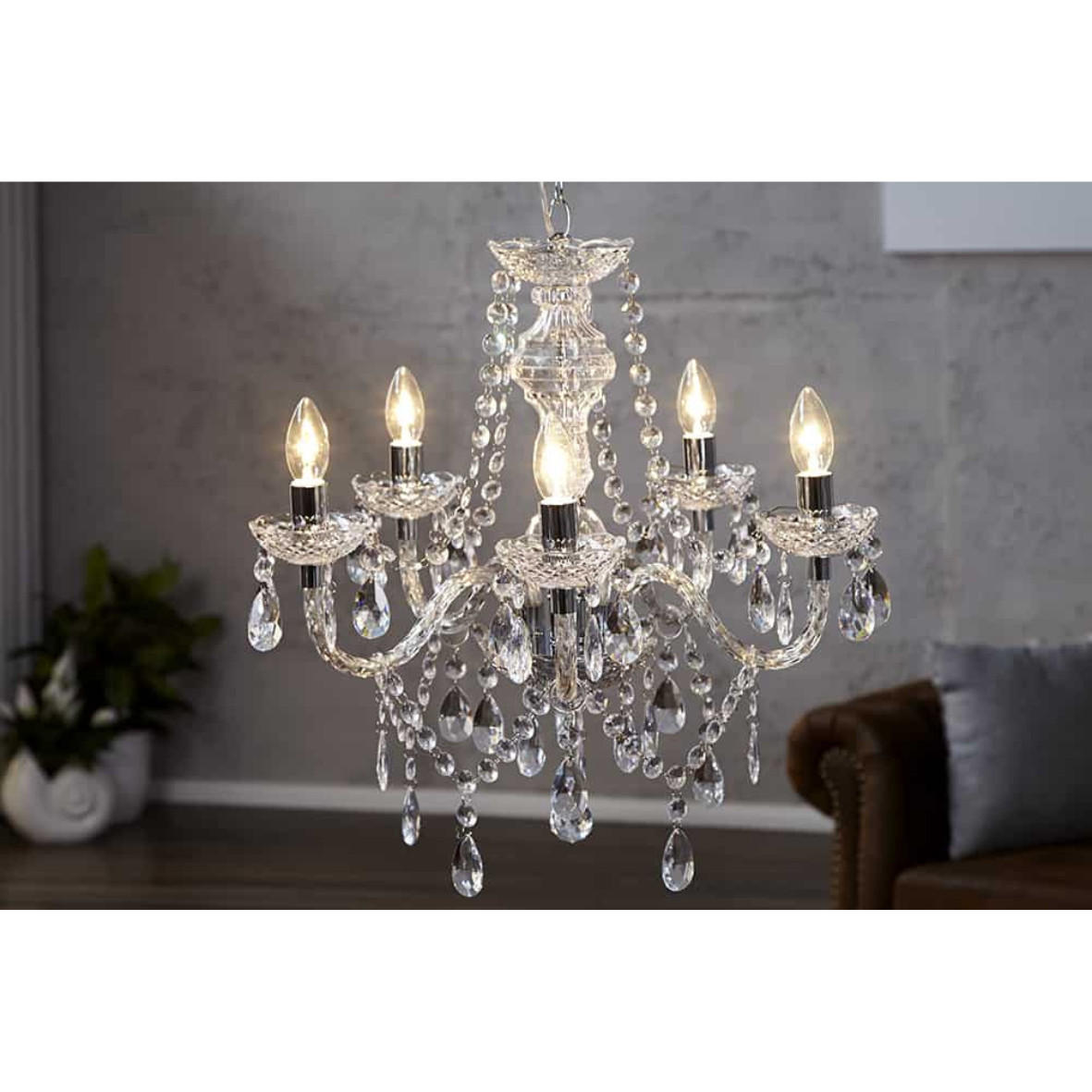 KRONLEUCHTER CRYSTAL Acryl Transparent 55 cm - Transparent, Glas (55/55/55cm) - riess-ambiente