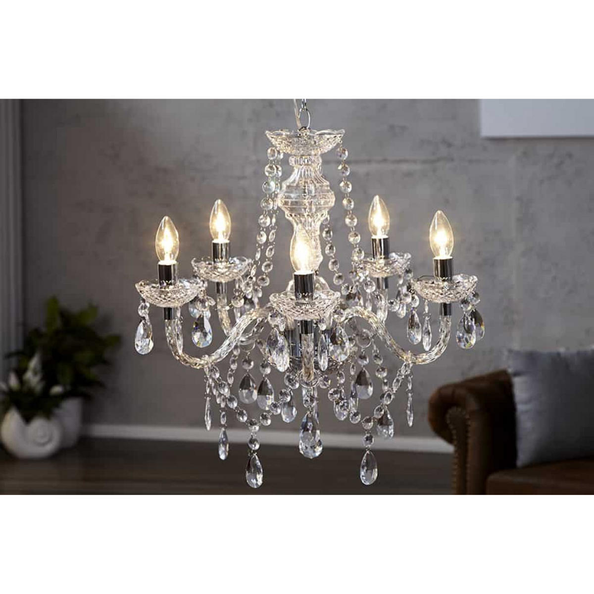KRONLEUCHTER CRYSTAL Acryl Transparent 55 cm - Transparent, Glas (55/55/55cm) - riess-ambiente
