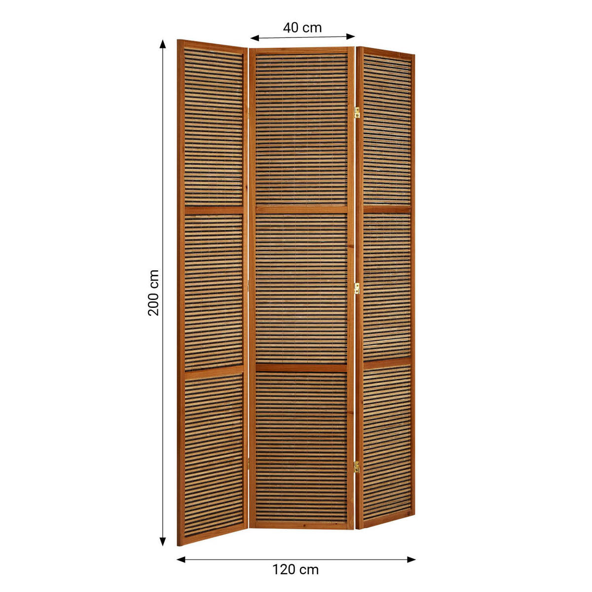 PARAVENT 3-tlg. 120/200 cm Braun Bambusstreben - Braun, Holz (120/200/2cm) - Homestyle4u