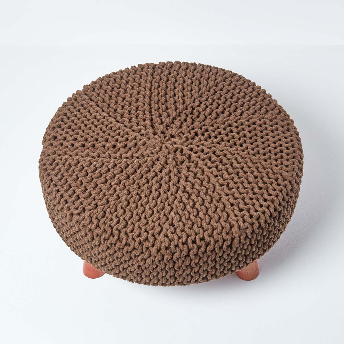 STRICK-HOCKER braun, rund 62/62/30 cm - Braun, Textil (62/30/62cm) - Homescapes