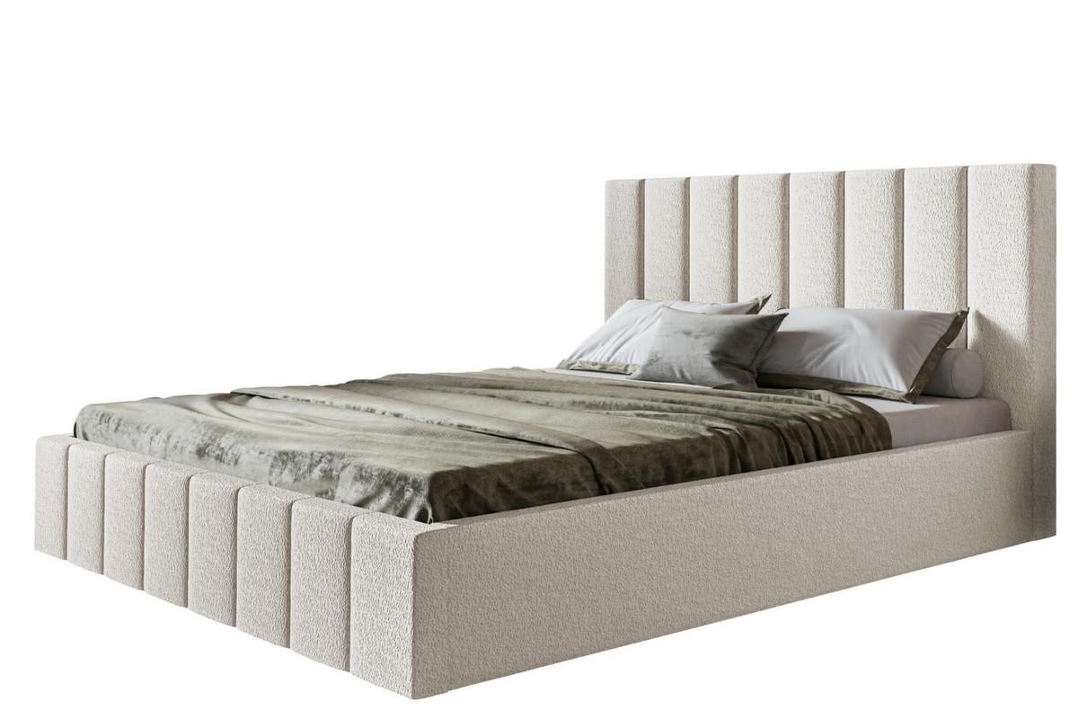 BETT 90x200 - Polsterbett mit Bettkasten und Metallrahmen - Modern Betten - Kuscheliger Catch-Me-Stoff - Kollektion Toledo - Weiß - Weiß, Holz/Textil (90/200cm) - Alpi-Möbel