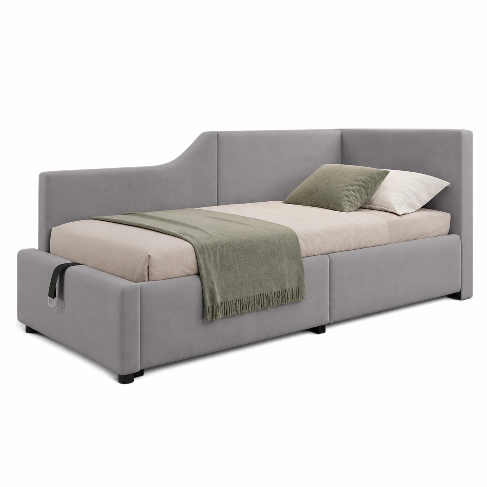 TAGESBETT mit Stauraum 90x200 cm Samt Grau - Grau, Holz (90/200cm) - Meubliv