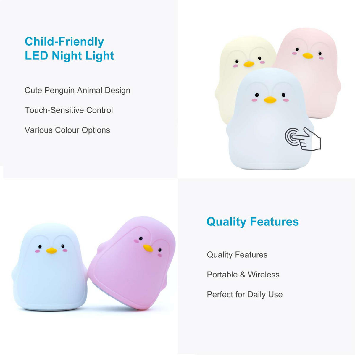 NACHTLICHT für Kinder - Weiß, Kunststoff (11.5/11/13cm) - Intirilife