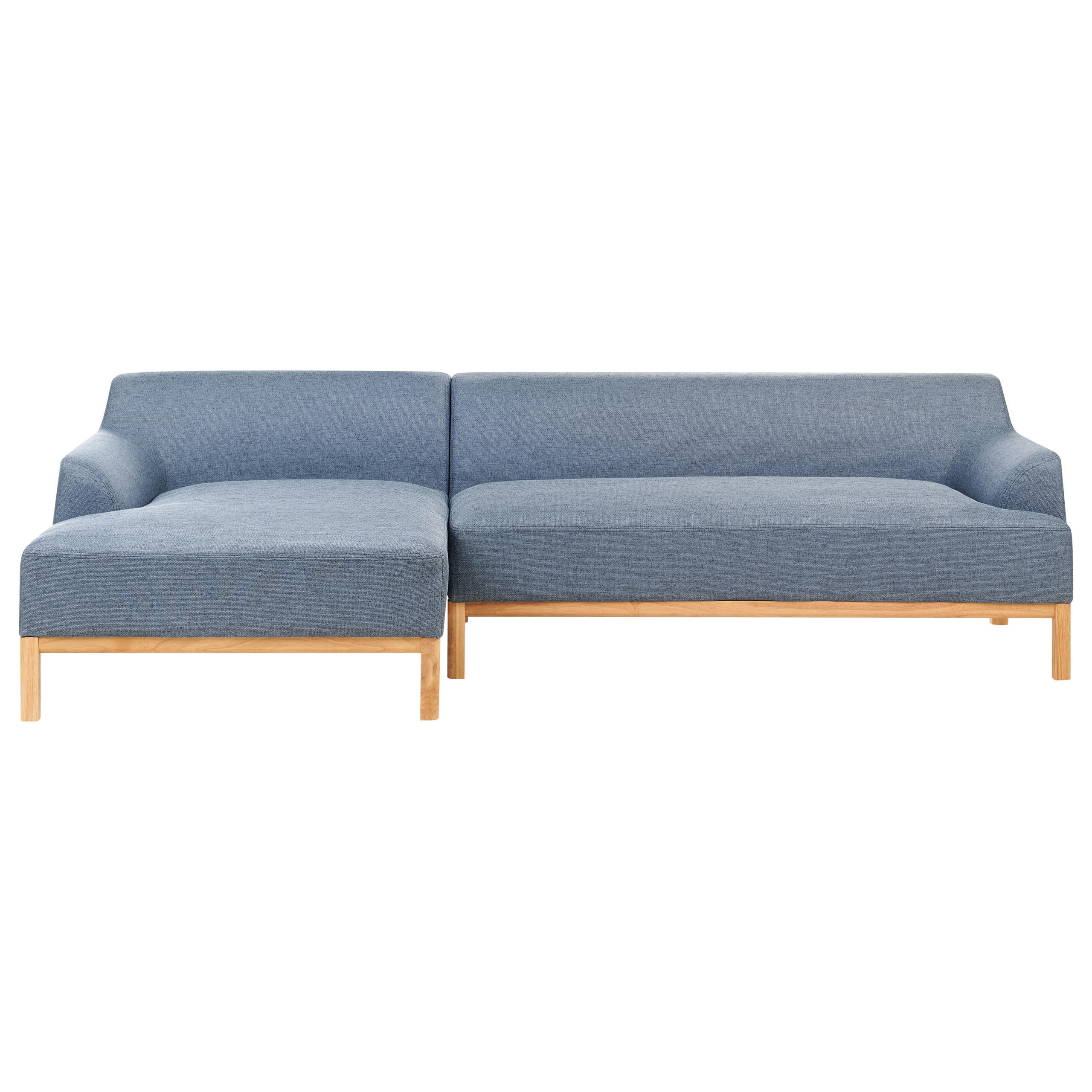 ECKSOFA 3-Sitzer Stoff Blau rechtsseitig Sosjo - Blau, Textil (251/132cm) - Beliani