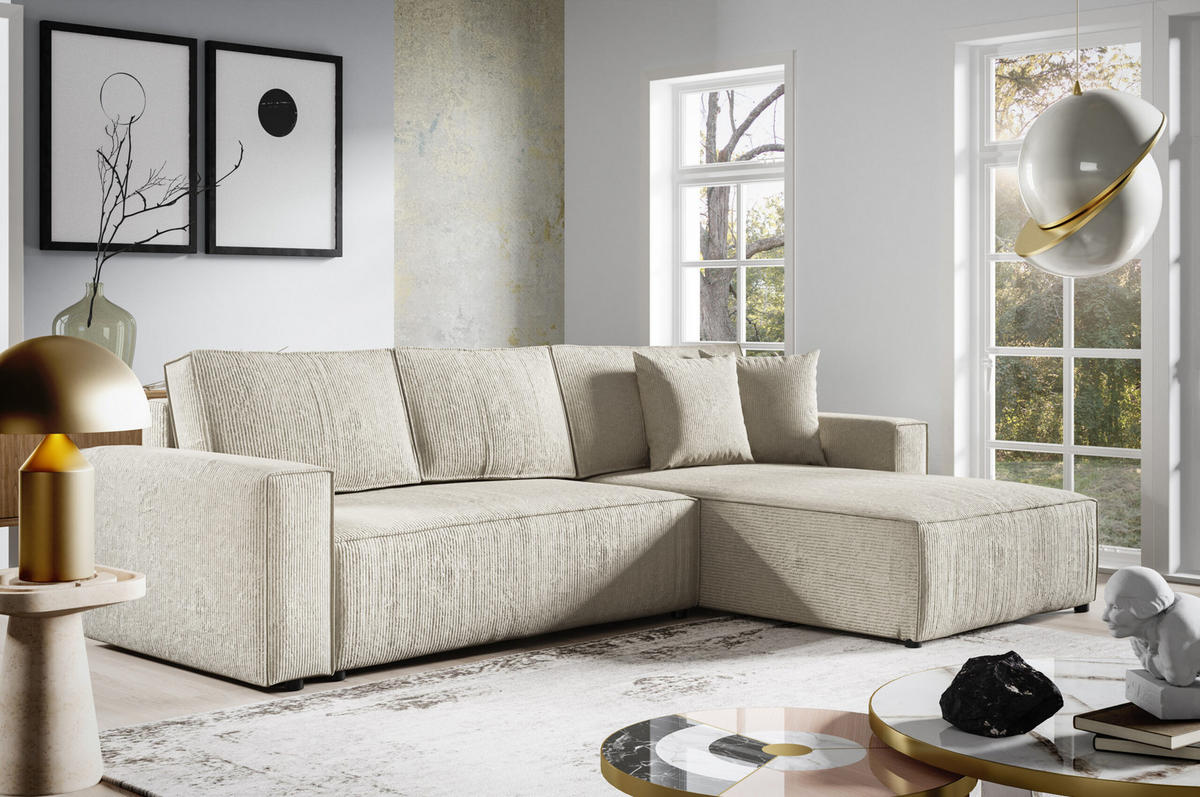 ECKSOFA mit Schlaffunktion Grüne - Grün, Textil (294/185cm) - Furnisell