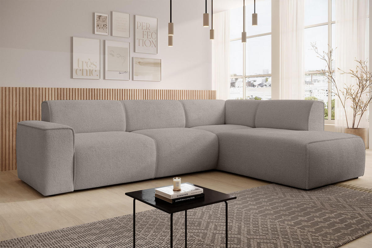 ECKSOFA L Form Didim Beige 292/220/78 cm – großes Sofa stilvoll & bequem R - Beige/Schwarz, Kunststoff/Textil (292/220cm) - AX Living