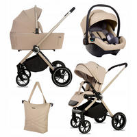 KINDERWAGEN Gavia 3in1 Brownie Babywanne, Buggy Sportsitz, Babyschale I-Size - Beige/Schwarz, Textil/Metall (58/99cm) - BabyLux
