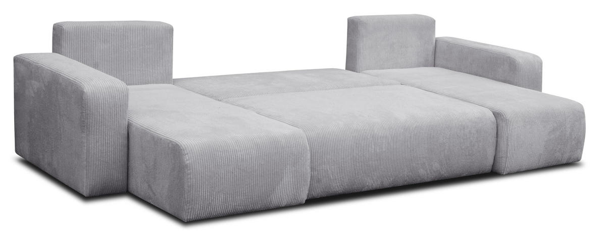WOHNLANDSCHAFT LUNA U-FORM mit Schlaffunktion und Bettkasten (Hellgrau) - Hellgrau, Textil (312/83/142cm) - VENASI MÖBEL