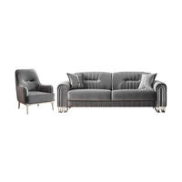 SITZGARNITUR Bogota, Grau Stellvariante 3+1 - Grau, Holzwerkstoff/Metall (240/87/98cm)