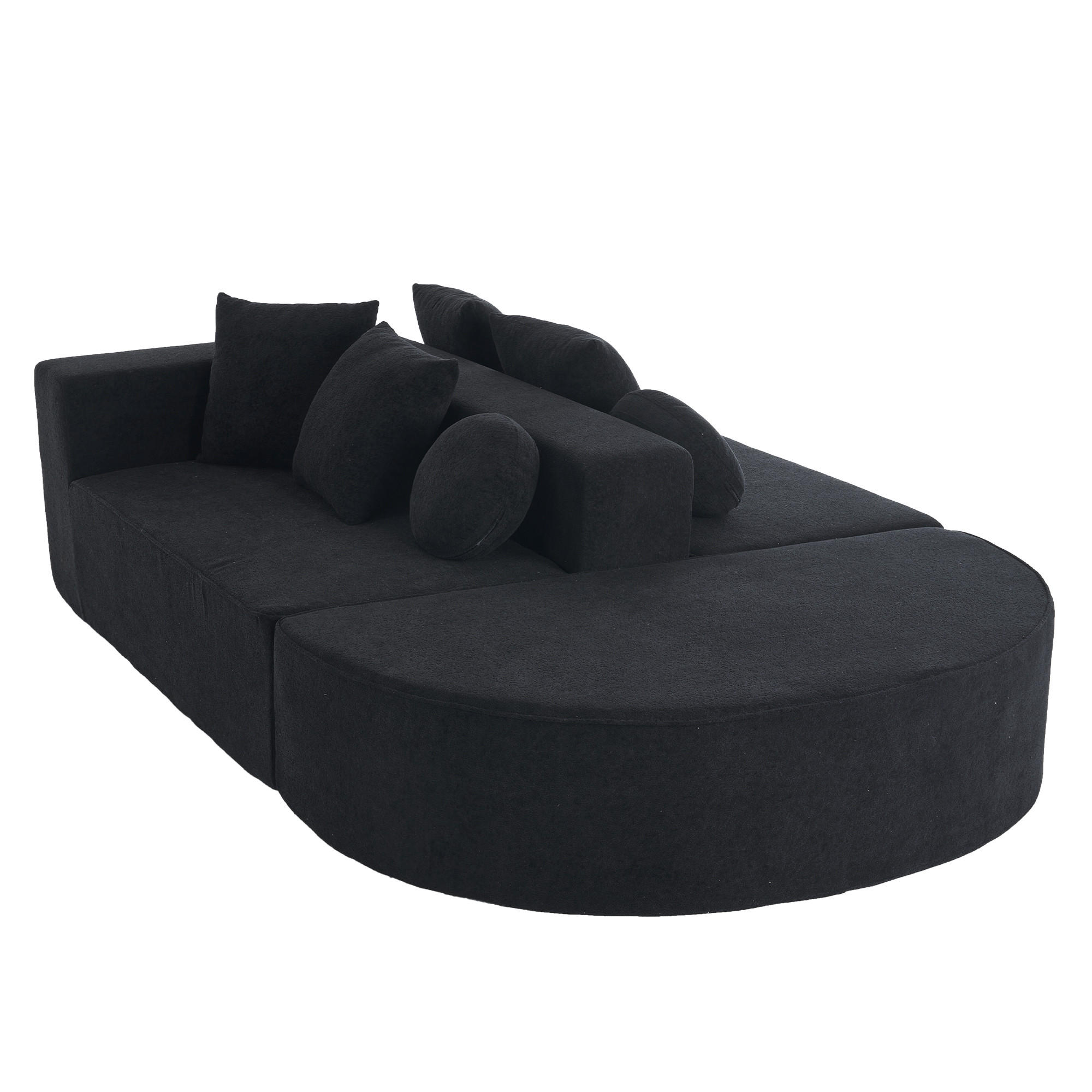 ECKSOFA DE-34967 segmentiertes Cloud-Design Weiß - Schwarz, Textil (171/263cm) - ComfortXL