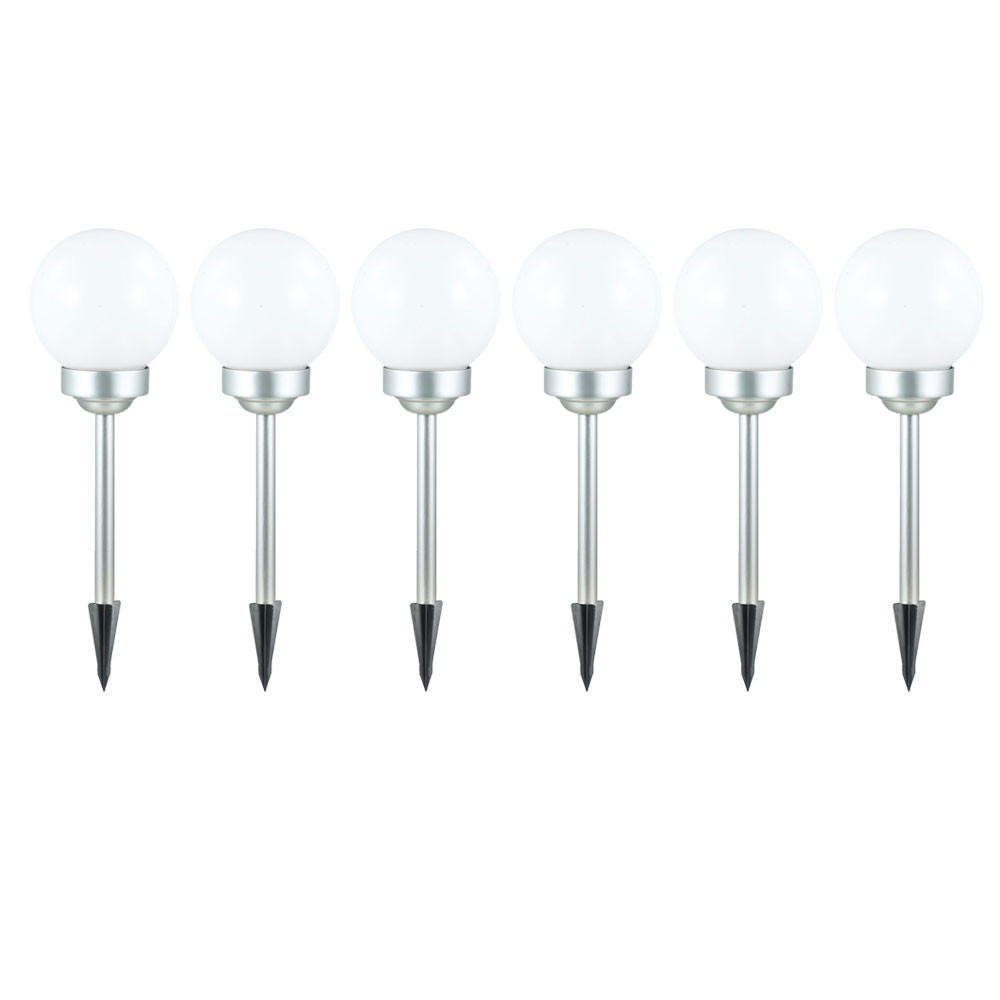 LED AUSSENLEUCHTE Solarkugel Weiß 15 cm 2er Set - Weiß, Kunststoff (15/15/42.5cm)