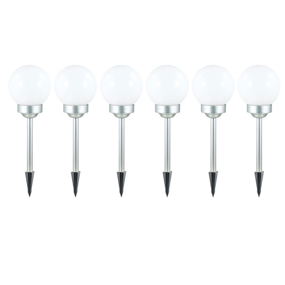 LED AUSSENLEUCHTE Solarkugel Weiß 15 cm 2er Set - Weiß, Kunststoff (15/15/42.5cm)