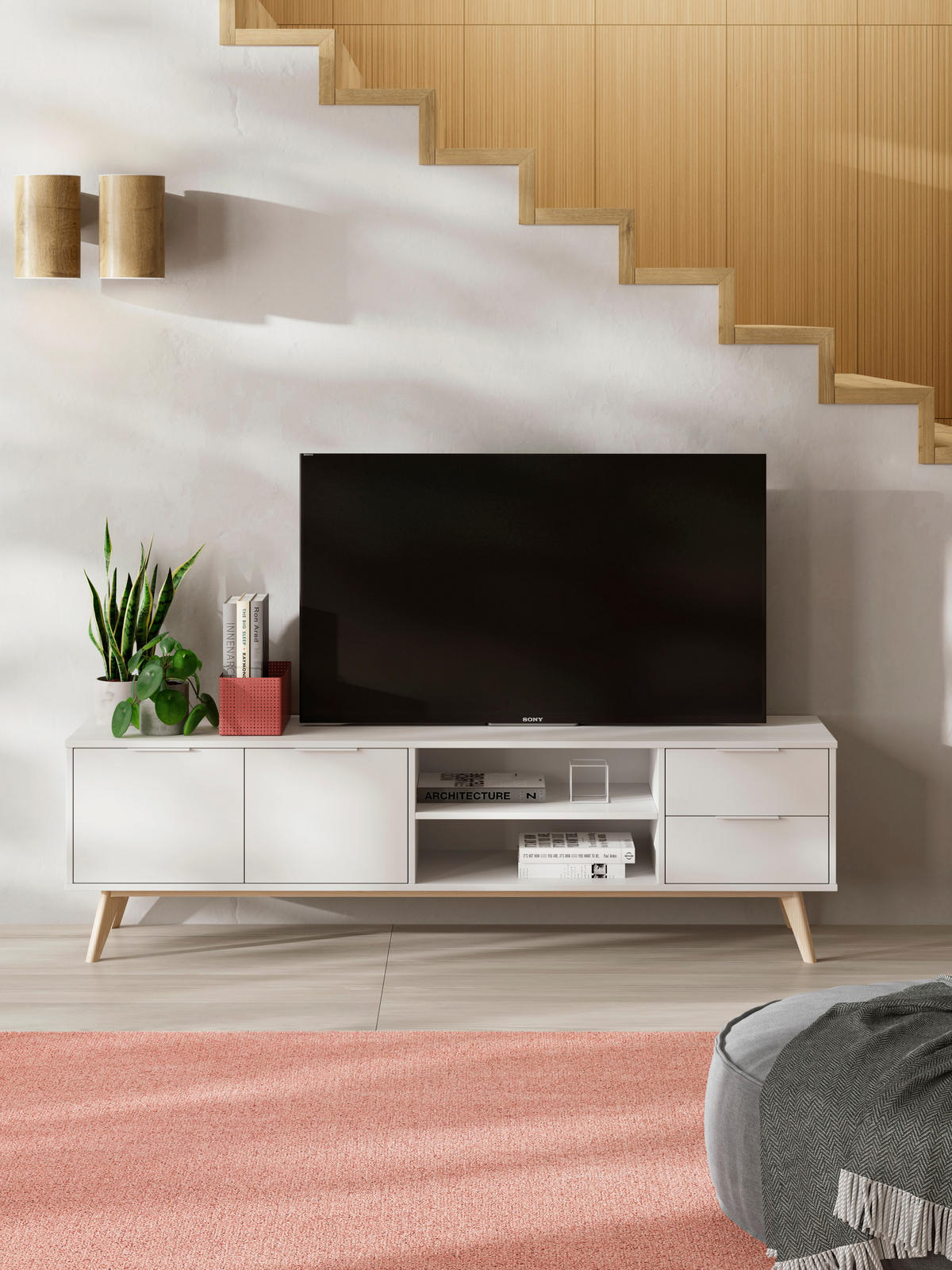 TV-STÄNDER Campus Weiß 180/40/53 cm - Weiß, Holz (40/53/180cm) - Calicosy