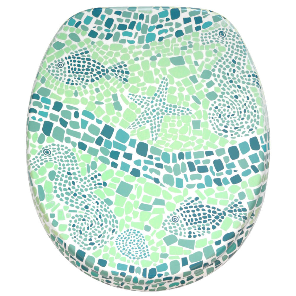 WC-SITZ Soft Close Mosaic World Green - Grün, Holzwerkstoff (38/6/47cm) - Sanilo