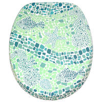 WC-SITZ Soft Close Mosaic World Green - Grün, Holzwerkstoff (38/6/47cm) - Sanilo