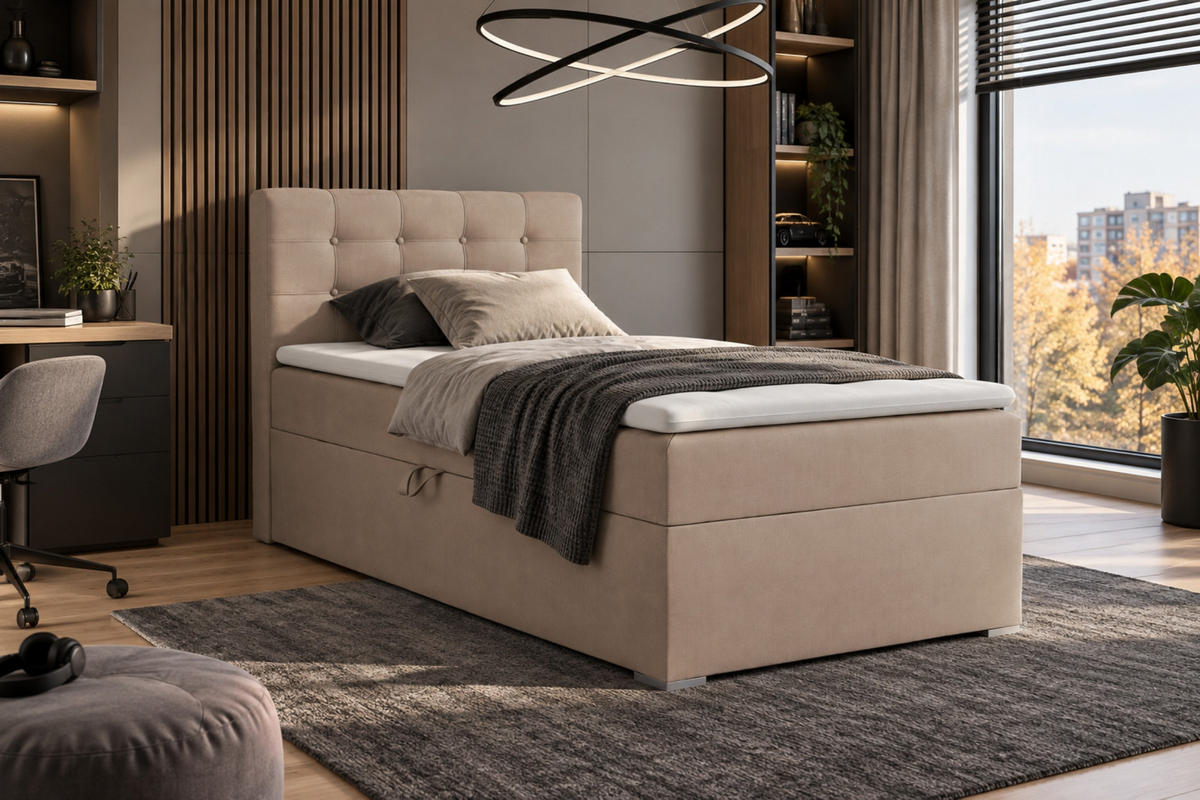 BOXBETT JUNG 3 90/200 Beige H3 Öffnung rechts - Beige, Holz/Holzwerkstoff (90/200cm) - Deine Möbel 24
