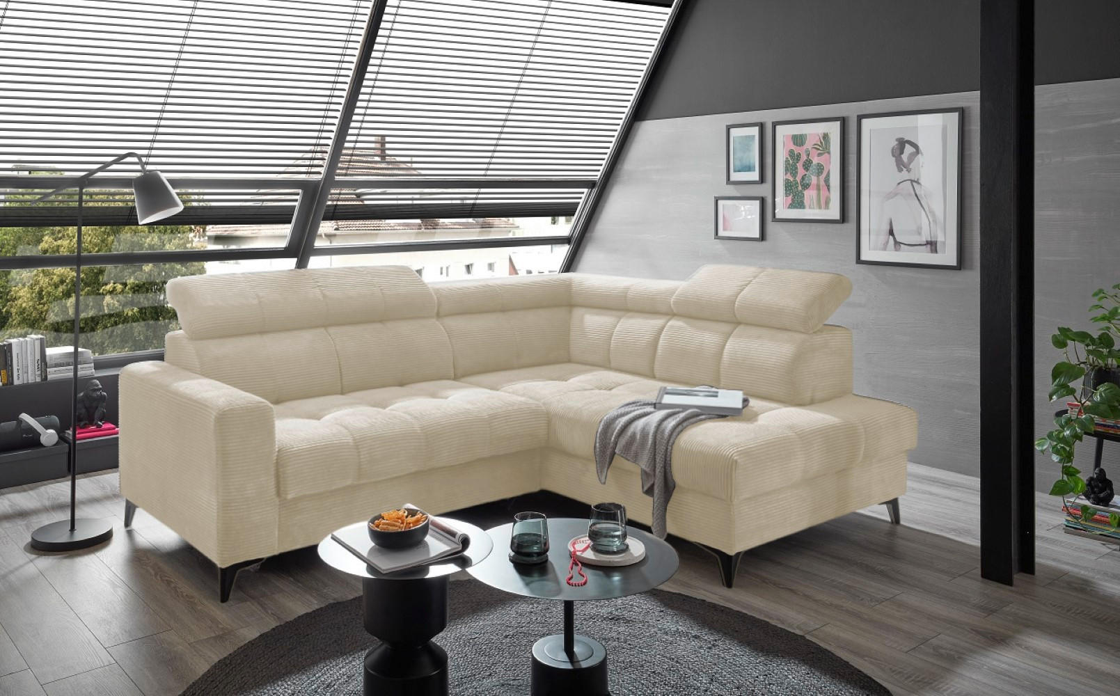 Thumbnail - ed exciting design Ecksofa, Beige, Textil, 4-Sitzer, Ottomane rechts,L-Form, 243x200 cm, Wohnzimmer, Sofas & Couches, Wo...