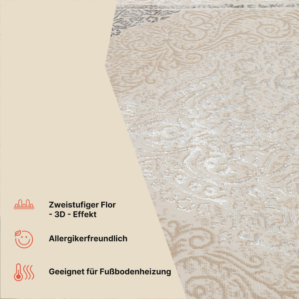 TEPPICH ARES Creme 200/300 cm - Creme, Textil (200/300cm) - Tapiso