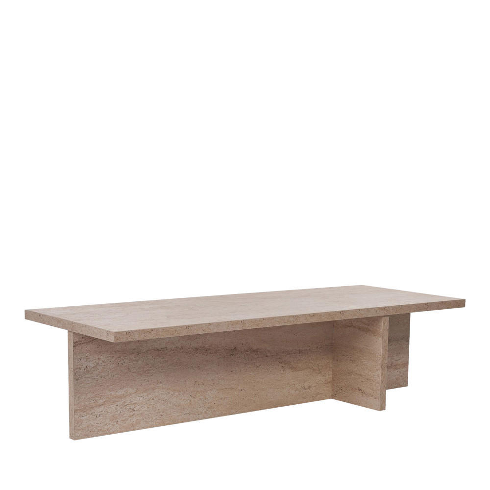 COUCHTISCH mit Travertin-Effekt 120x45 cm - Vika - Beige - Beige, Holz (120/45/30cm) - Drawer