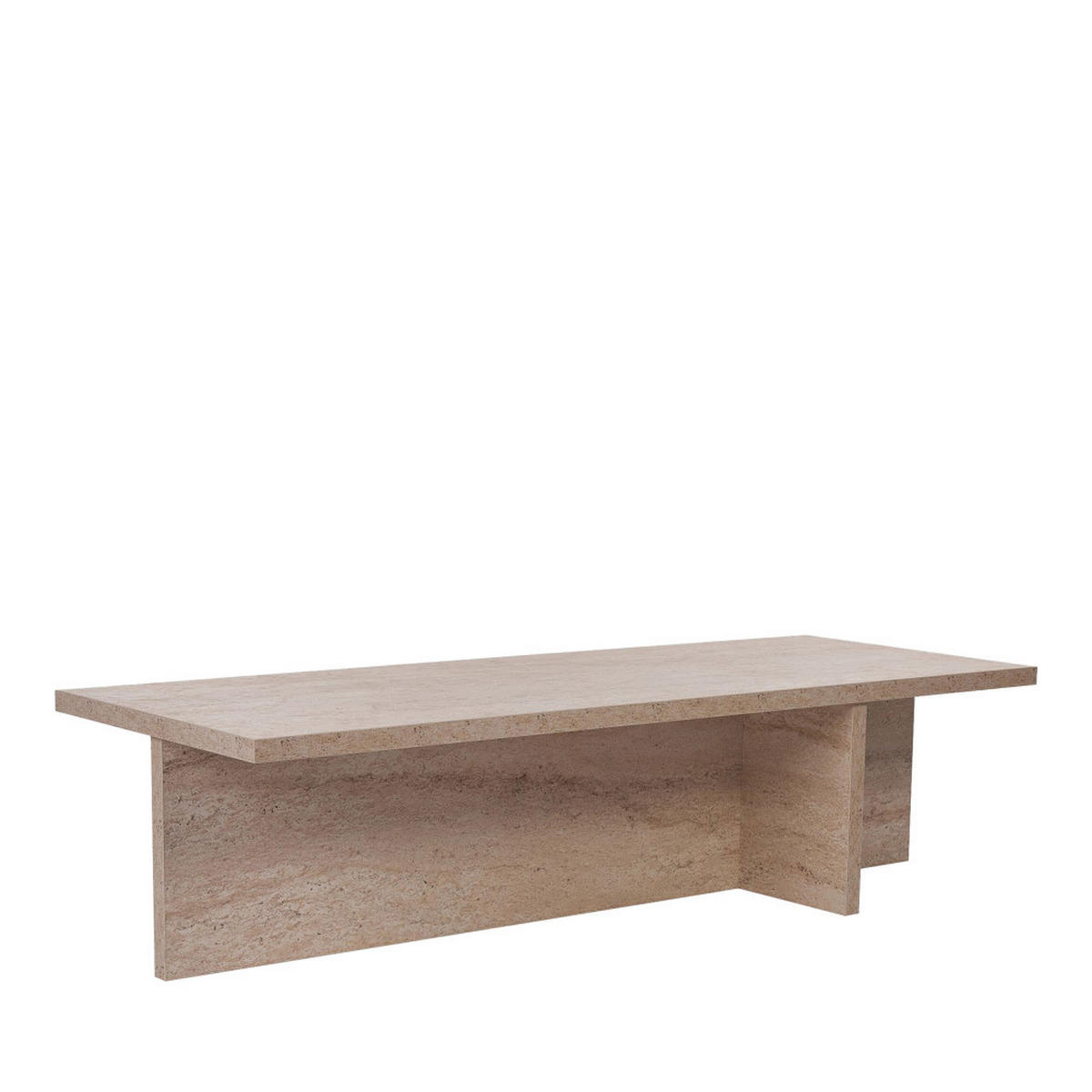 COUCHTISCH mit Travertin-Effekt 120x45 cm - Vika - Beige - Beige, Holz (120/45/30cm) - Drawer
