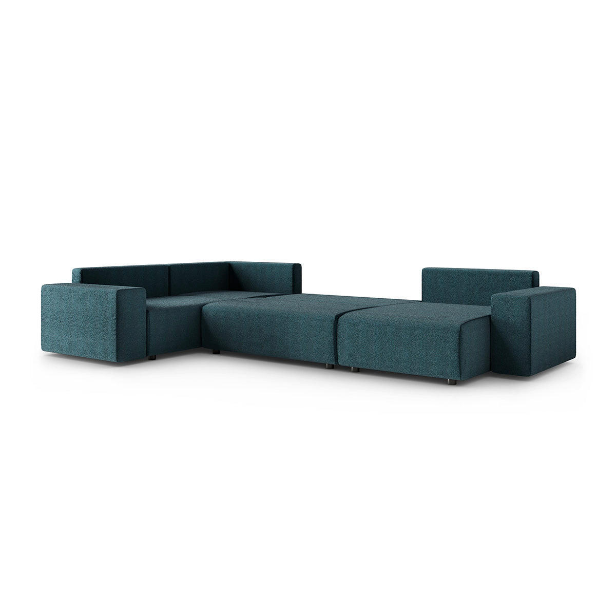 PANORAMASOFA Lorenzo 5 Sitzplätze Blau - Blau, Holz (378/85/236cm) - Petits-meubles