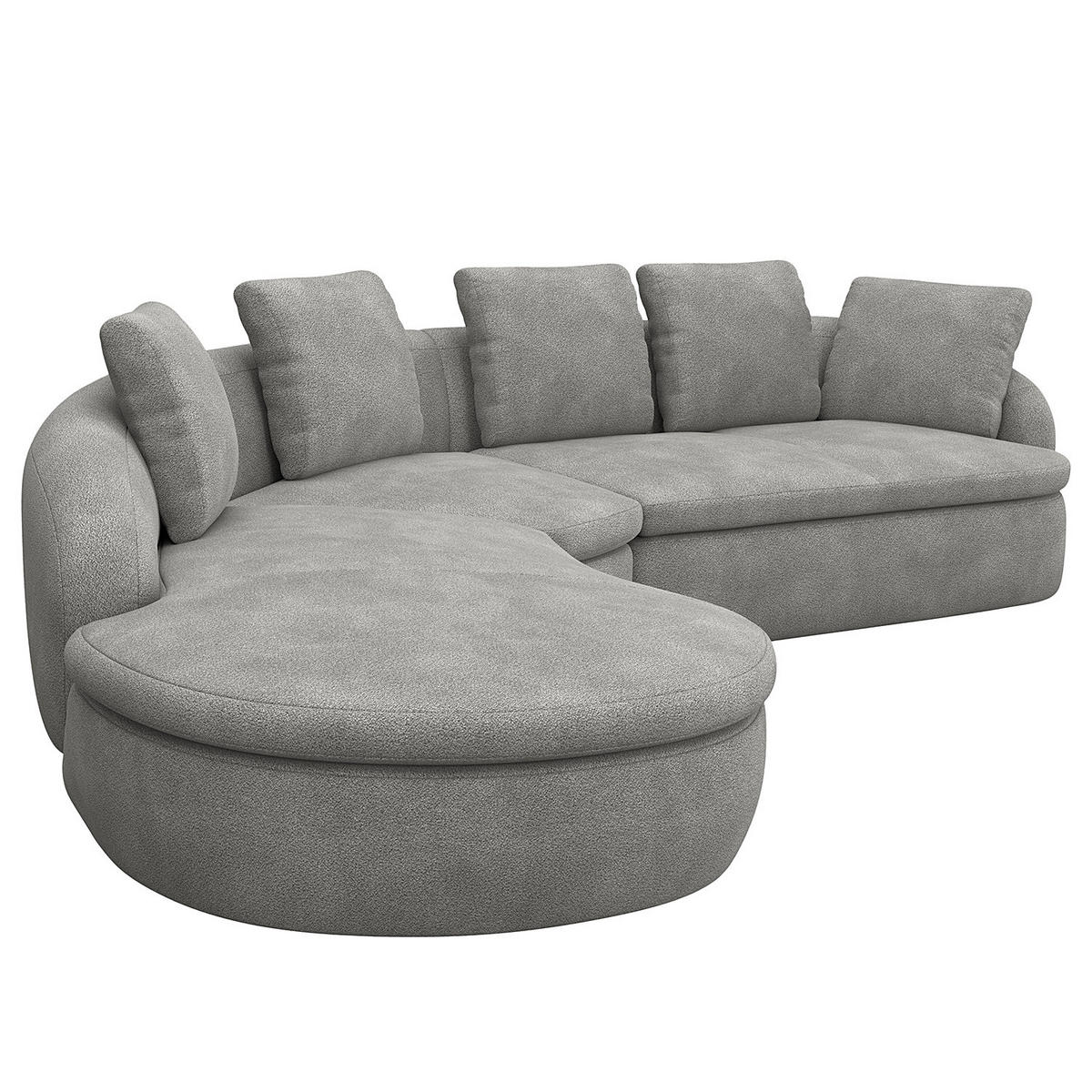 ECKSOFA mit Rundecke - Schwarz/Grau, Kunststoff/Textil (340/225cm) - home24