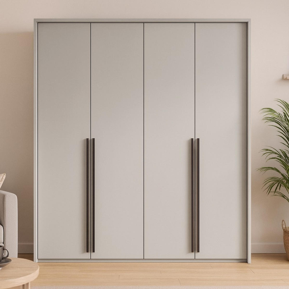 DREHTÜRENSCHRANK Giana mit 4 Türen, 210 cm, Beige Sand - Sandfarben/Beige, Holzwerkstoff (210/215/64.5cm) - Beautysofa