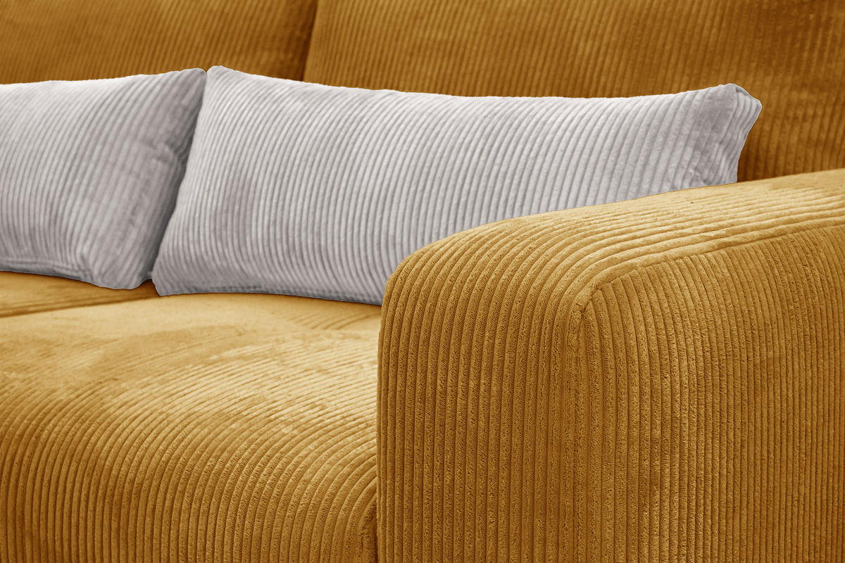 SOFA OLI 3-Sitzer, safran - Gelb, Holz/Textil (208/91/108cm) - Courtois Laville