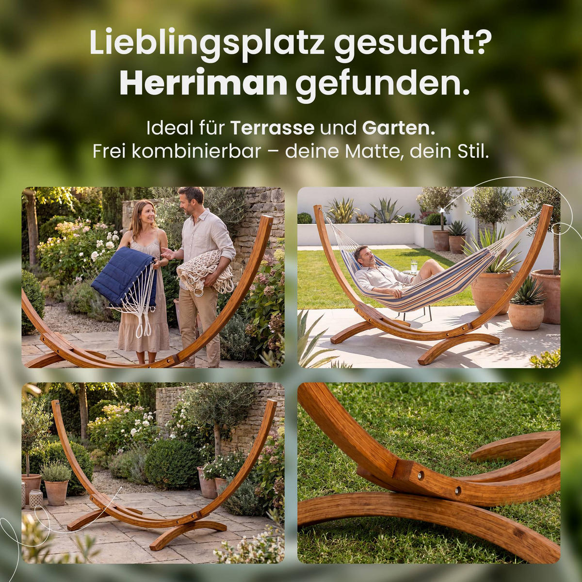 HÄNGEMATTENGESTELL Holz Natura - Eukalyptusholzfarben, Holz (118/318/122cm) - CLP