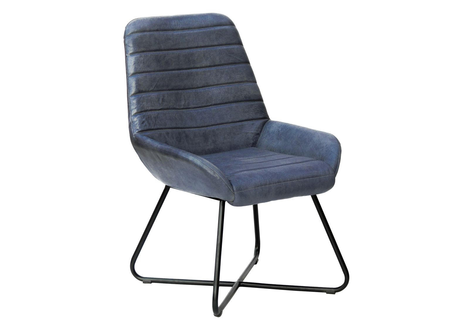 STUHL Echtleder (Büffel) 59 x 68 x 93 cm blau IRON LABEL #15 - Blau, Leder (59/93/68cm) - Massivmoebel24
