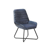 STUHL Echtleder (Büffel) 59 x 68 x 93 cm blau IRON LABEL #15 - Blau, Leder (59/93/68cm) - Massivmoebel24