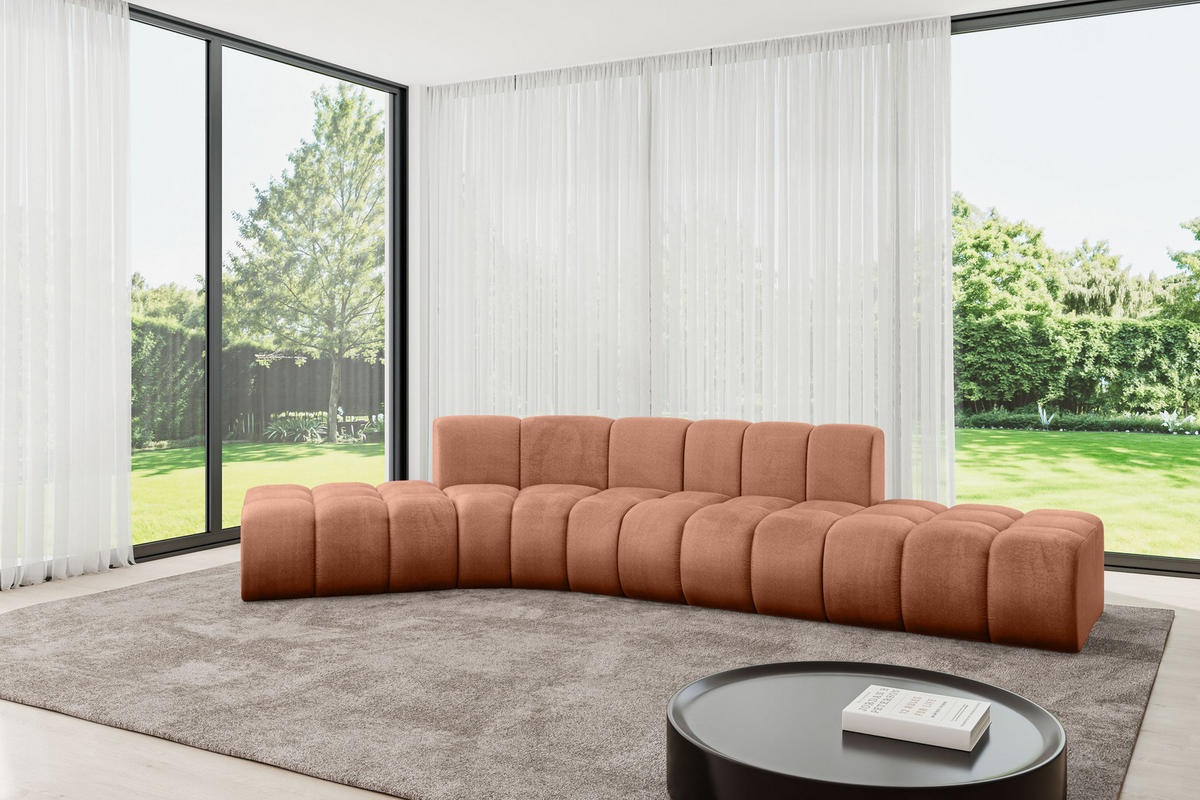 ECKSOFA modulares Sofa Solven-L1 - 380x174x70 cm Apricot - Koralle, Holzwerkstoff/Textil (380/174cm) - ALTDECOR