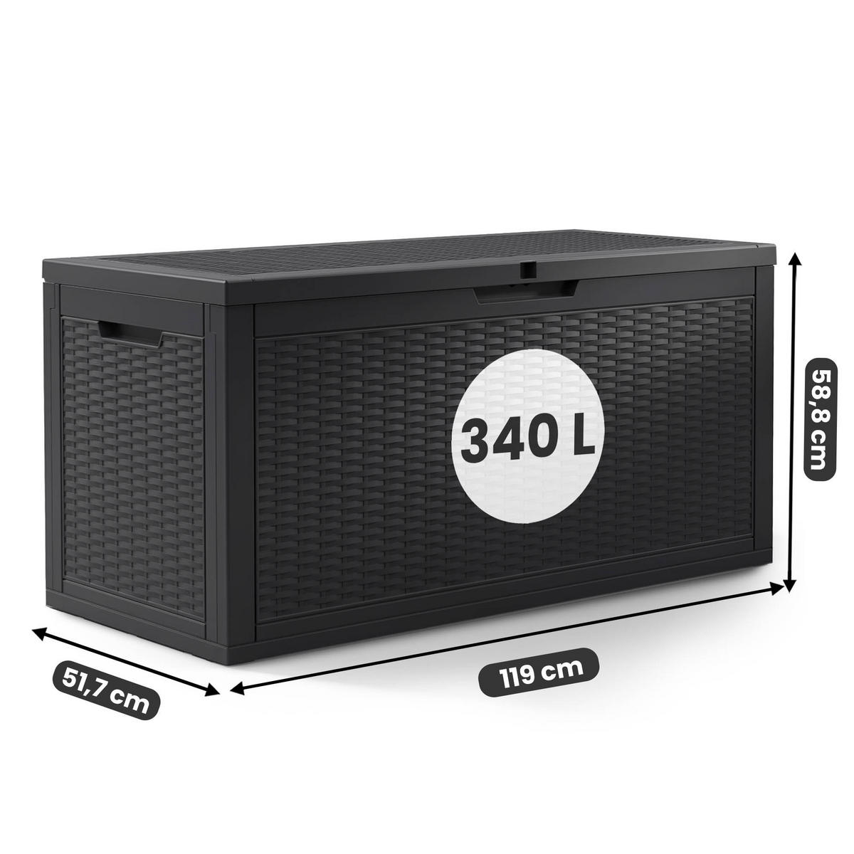 GARTENBOX 340L Schwarz - Schwarz, Kunststoff (119/58.8/51.7cm) - Akord