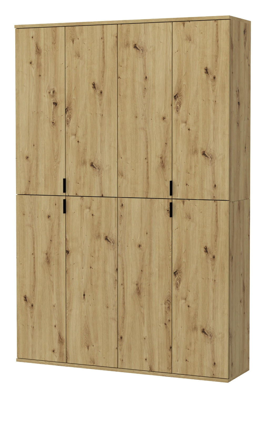 GARDEROBENSCHRANK Eiche 122 cm, Flurschrank mit flexibler Inneneinteilung - Schwarz/Eiche Artisan, Holzwerkstoff/Metall (122/193/34cm) - Inn.Furn