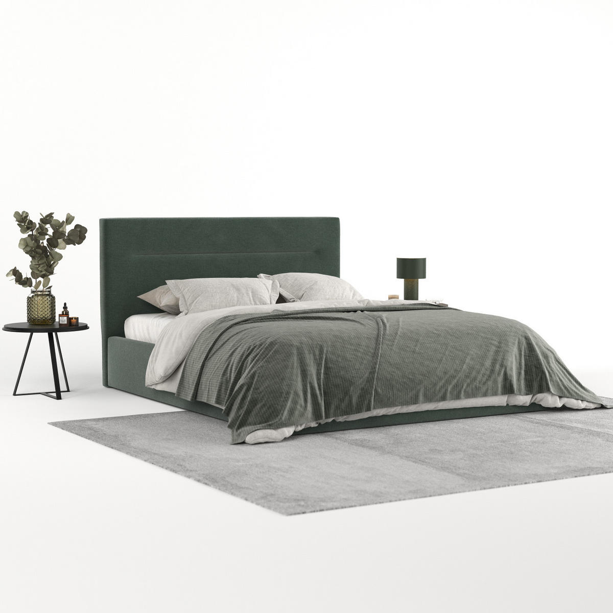POLSTERBETT Liline 180/200 cm Grün im Asti Stoff - Schwarz/Naturfarben, Holz/Holzwerkstoff (180/200cm) - AltaBeds