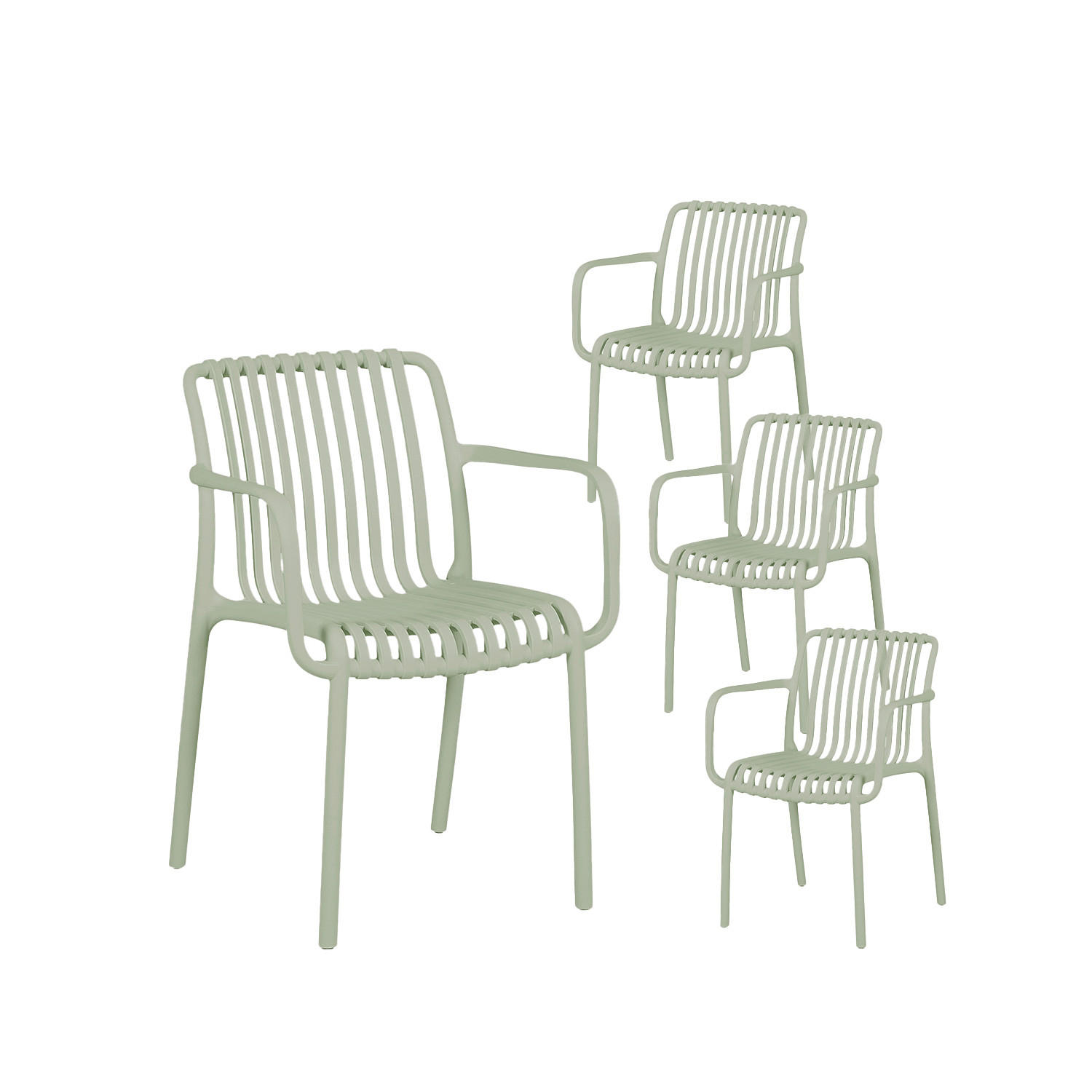 GARTENSTUHL Ollie Grün 57 cm x 80 cm 4er-Set - Grün, Kunststoff (57/80/61cm) - Klast Home